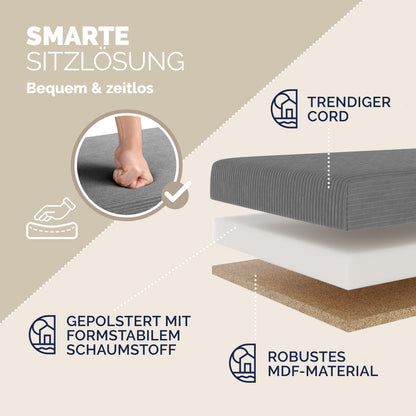 Panca antracite in corda 114x38x38cm in MDF pieghevole