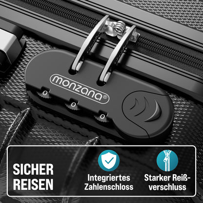 Set di valigie rigide Baseline 4 pezzi, accessori in ABS nero