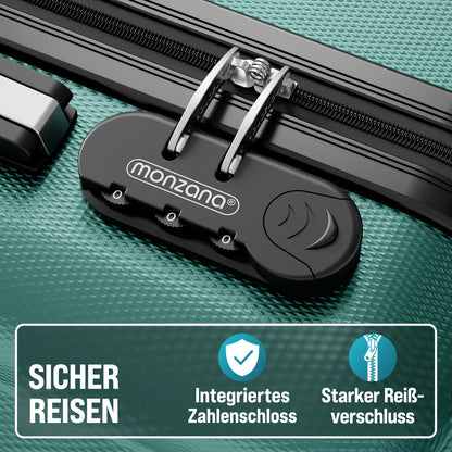 Set di valigie rigide 3 pezzi Baseline, accessori verdi in ABS