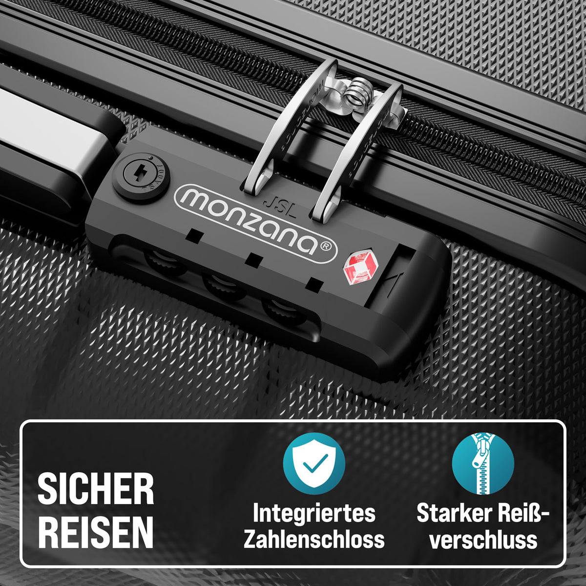 Set di valigie rigide Exopack 3 pezzi in ABS nero Accessori