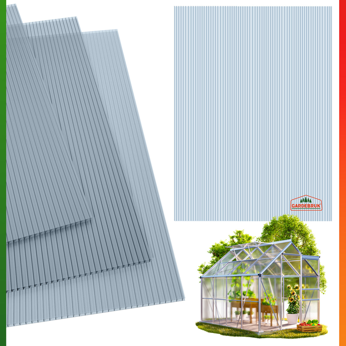 Lastre alveolari set 14x policarbonato clip acciaio set 50x