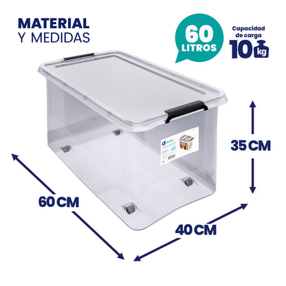 Set di 6 scatole portaoggetti trasparenti 60x40x35cm 60L