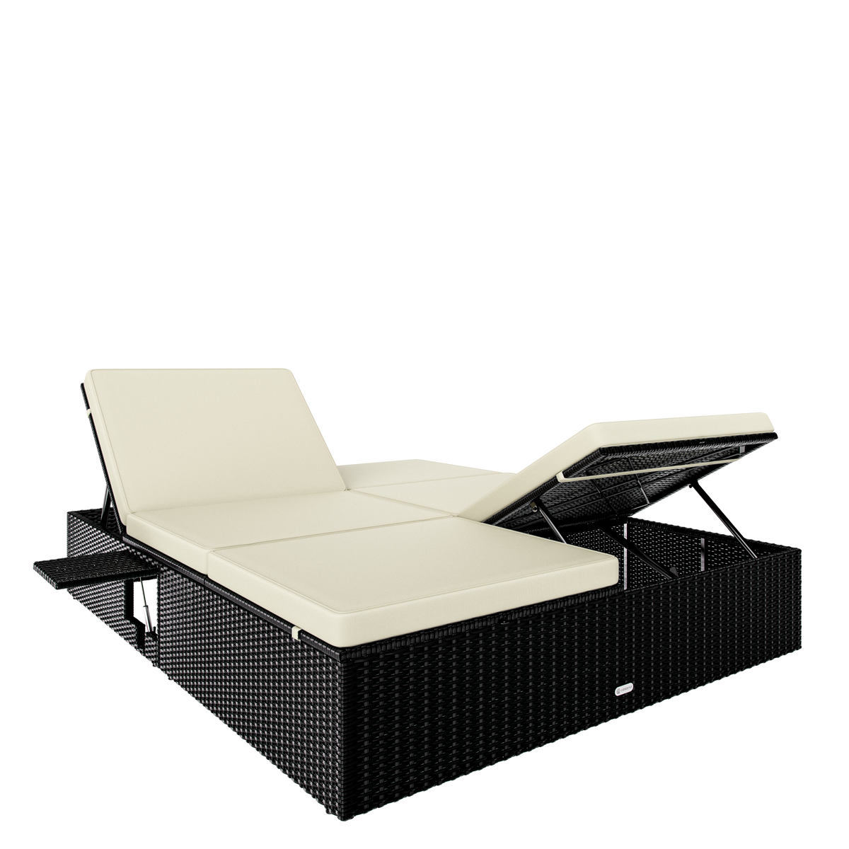 Lettino in polyrattan nero/crema 200x160x33cm