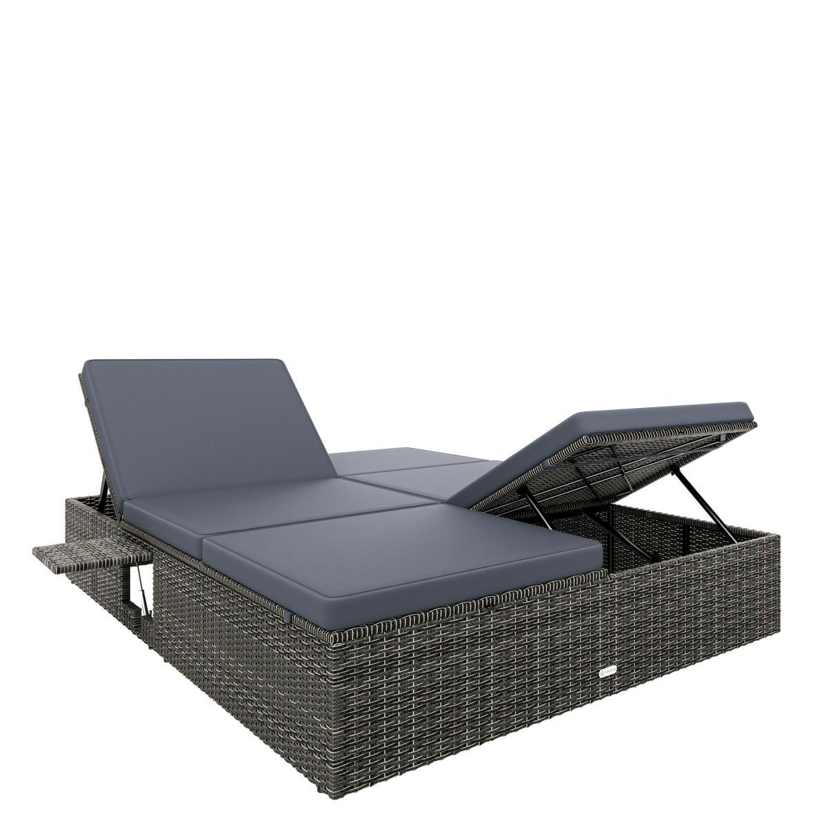 Lettino prendisole in polyrattan grigio/antracite 200x160x33 cm