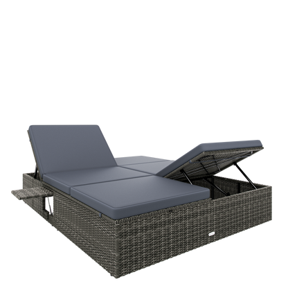 Lettino prendisole in polyrattan grigio/antracite 200x160x33 cm