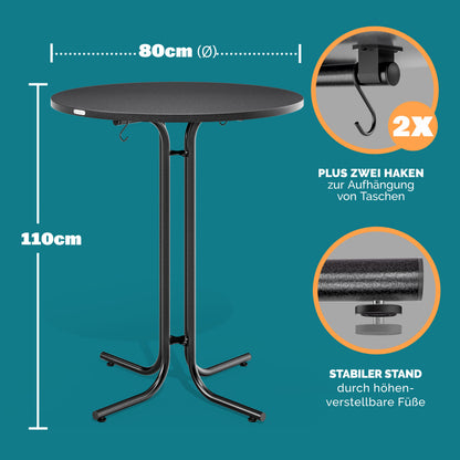 Tavolo bar grigio 110x80cm + copri tavolo bar antracite Ø80cm