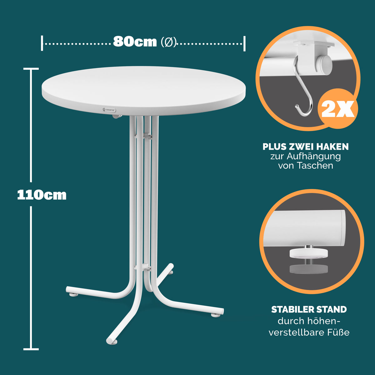 Tavolo bar bianco 110x80cm + copri tavolo bar grigio Ø80cm