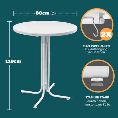 Tavolo bar bianco 110x80cm + copri tavolo bar grigio Ø80cm
