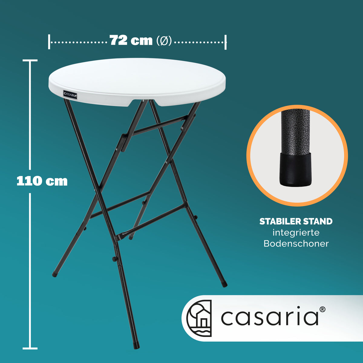 Tavolo da bar bianco Ø72cm + copri tavolo da bar nero Ø70cm