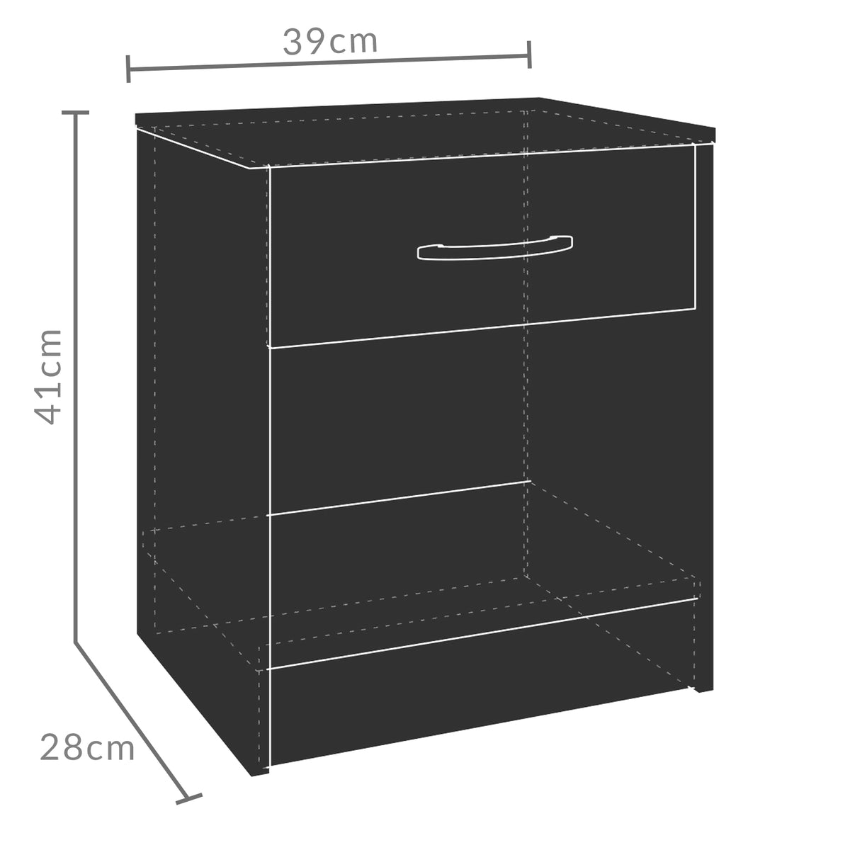 Comodino Kiel Set di 2 Bianco 41x39x28cm