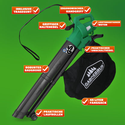 Soffiatore elettrico 45L 3000W tracolla e sacchetto