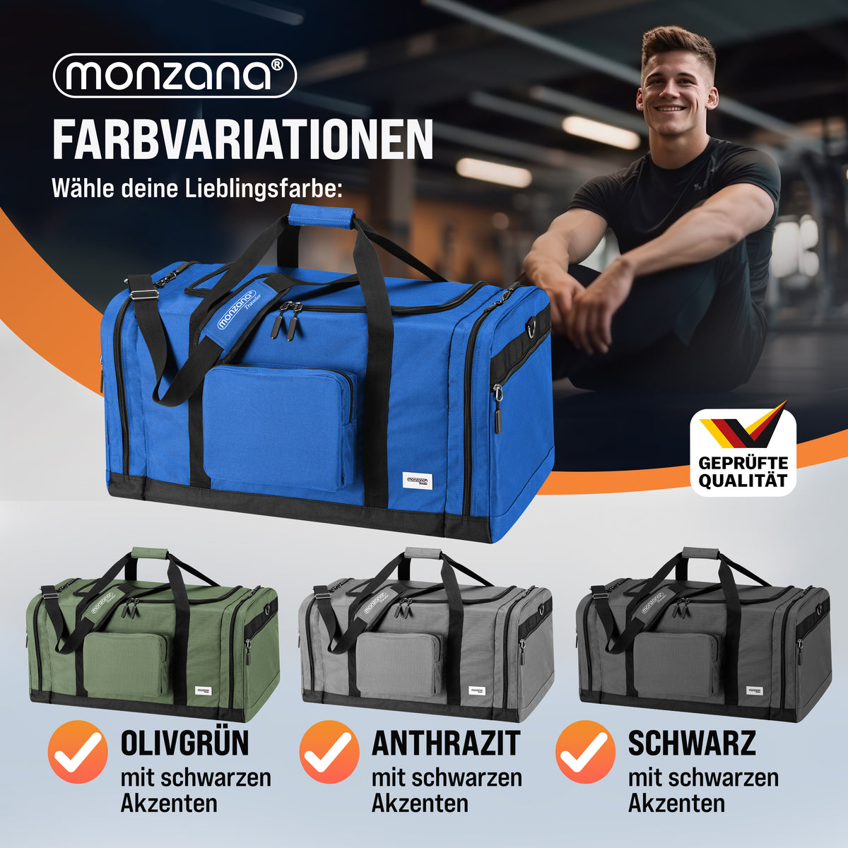 Borsone da palestra blu 90l 70x35x35cm