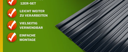 Set 12x Lastra profilata grigia 129x46cm