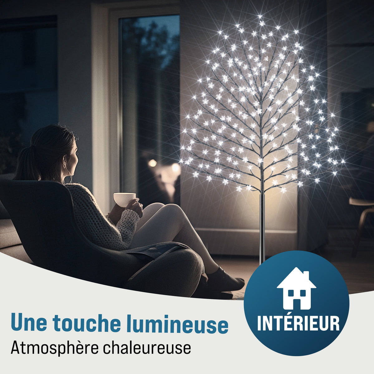 Albero di ciliegio in fiore a LED Set di 2 blu 220 LED 220cm
