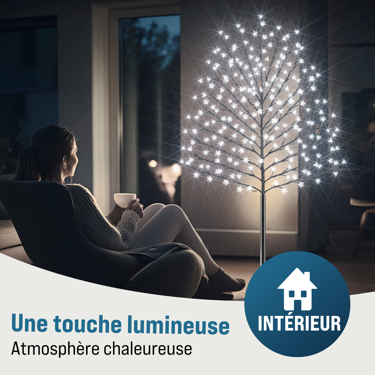 Albero di ciliegio in fiore a 200 LED Set di 2 blu 180cm