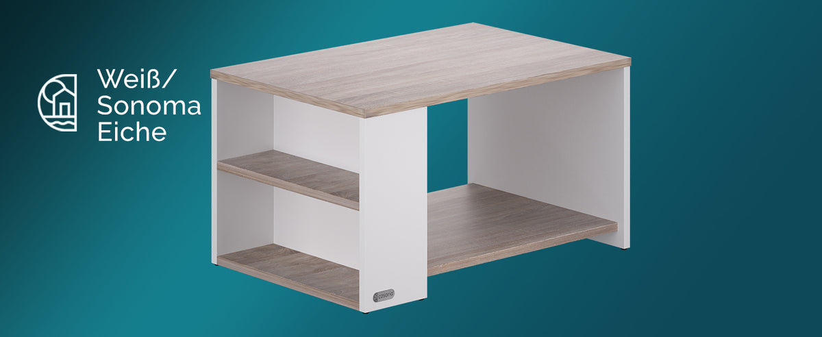 Tavolino Santa Cruz bianco/quercia 90x60x50cm