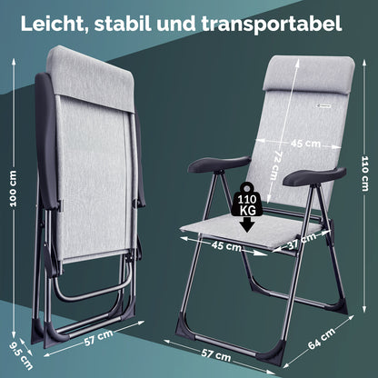 Sedie da giardino pieghevoli set da 4 grigio-melange