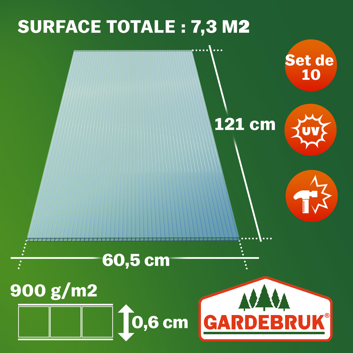 Lastre alveolari set da 10 trasparenti 6mm 7,32m²
