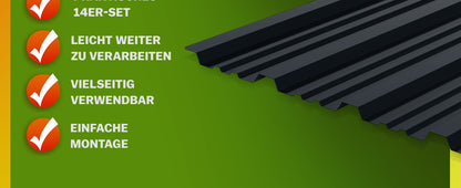 Lastra profilata trapezoidale set da 12 antracite 110x46cm
