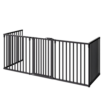Griglia di sicurezza per caminetto metallo nero 306x77cm pieghevole