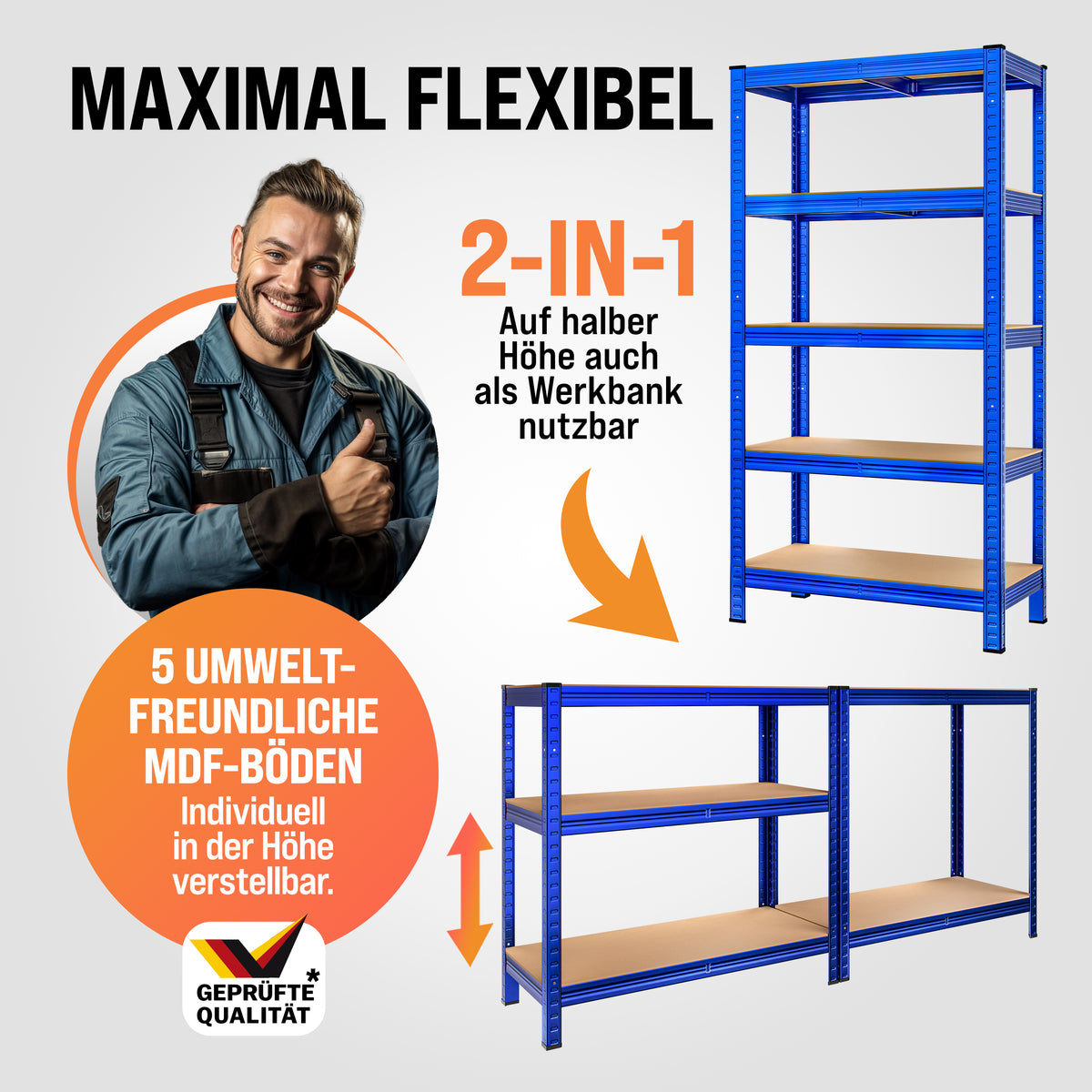 Scaffali per carichi pesanti Set di 2 Blu 180x90x40cm 875kg