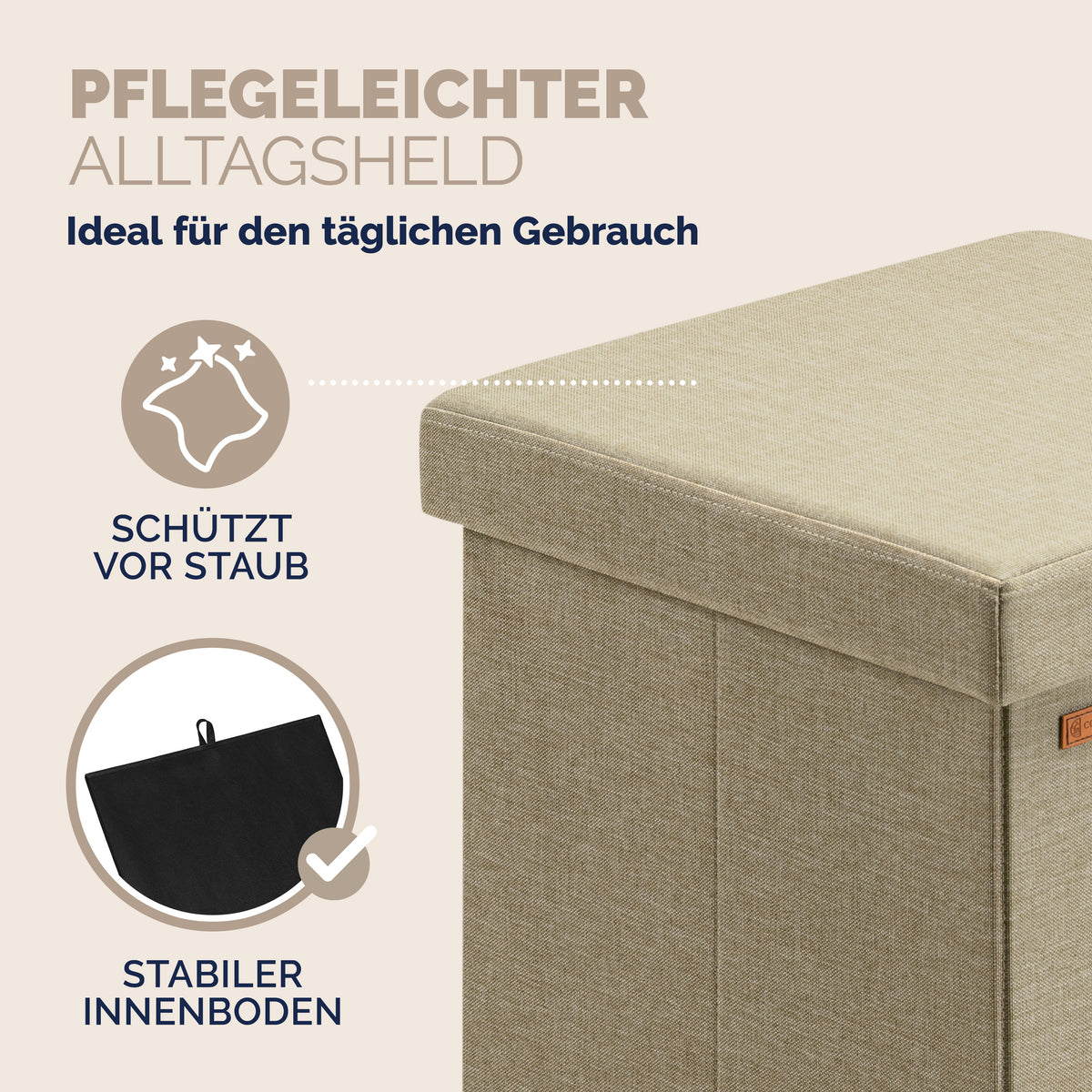 Sgabello Beige 38x38x38cm pieghevole