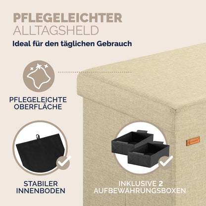 Panca Beige 115x38x38cm MDF pieghevole
