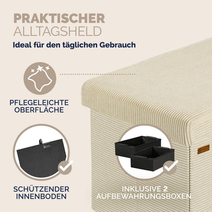 Panchina Beige Corda 114x38x38cm MDF pieghevole
