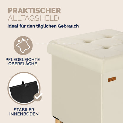 Sgabello Beige in velluto 42x38x38cm pieghevole