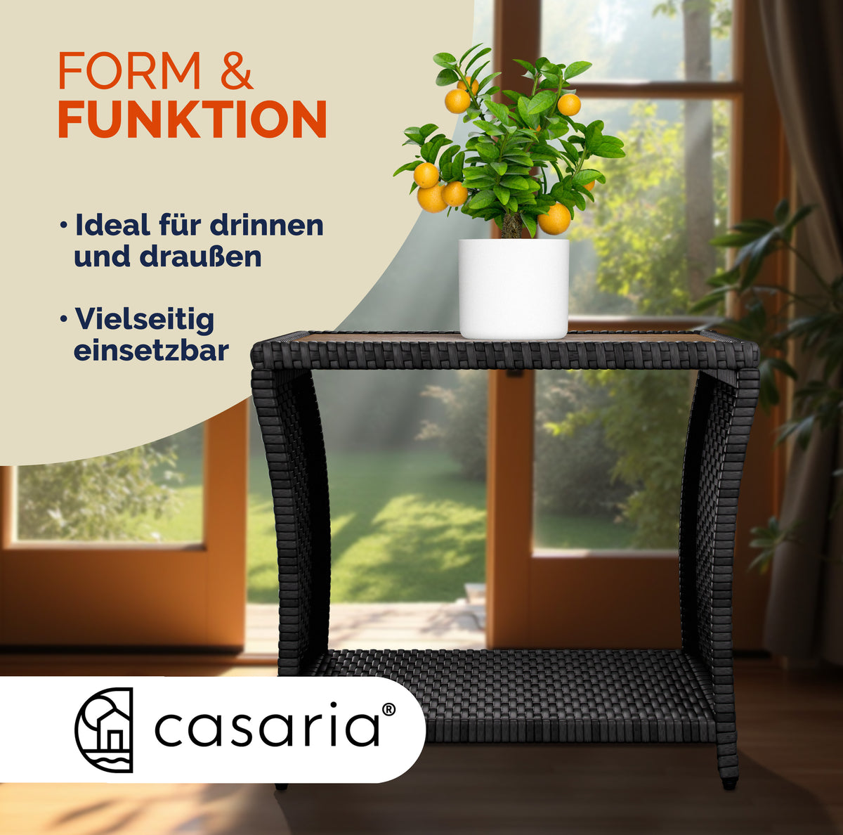 Tavolino in polyrattan grigio 45x45x40cm