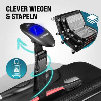 Set di valigie rigide 3 pezzi Baseline, accessori in ABS nero