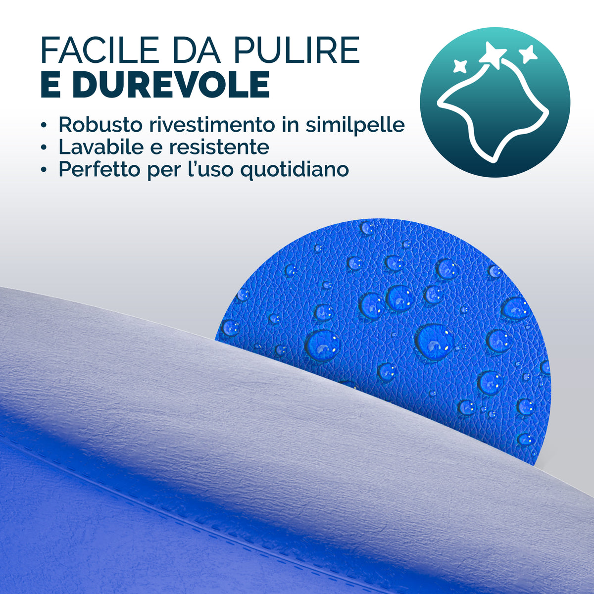 2x Sgabello girevole 360° similpelle blu