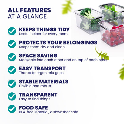 Scatola di stoccaggio set da 4 trasparente 20x15x12cm 2L