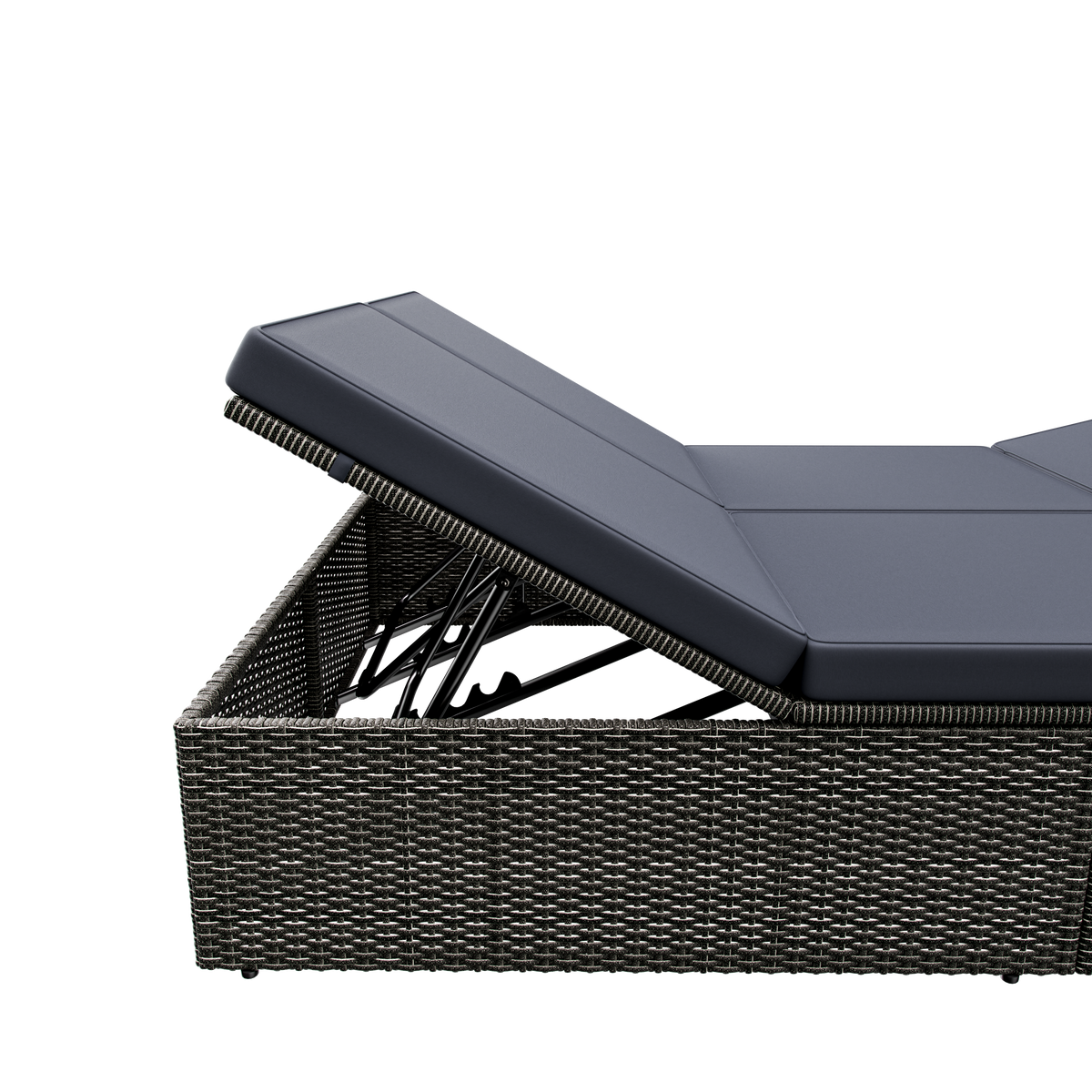 Lettino prendisole in polyrattan grigio/antracite 200x160x33 cm
