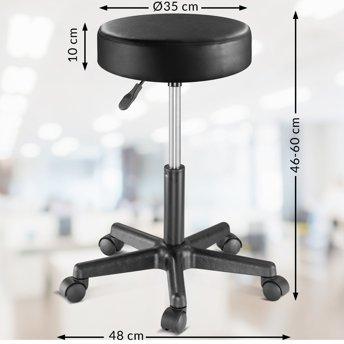 Sgabello girevole 360° nero similpelle