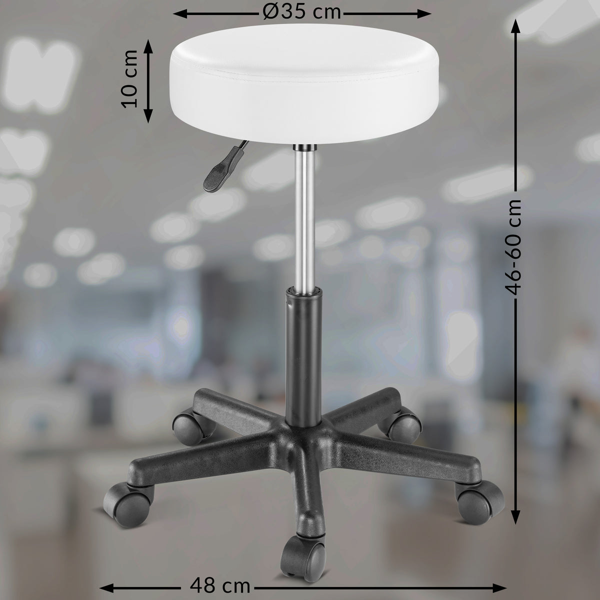 Sgabello girevole  360° similpelle bianco