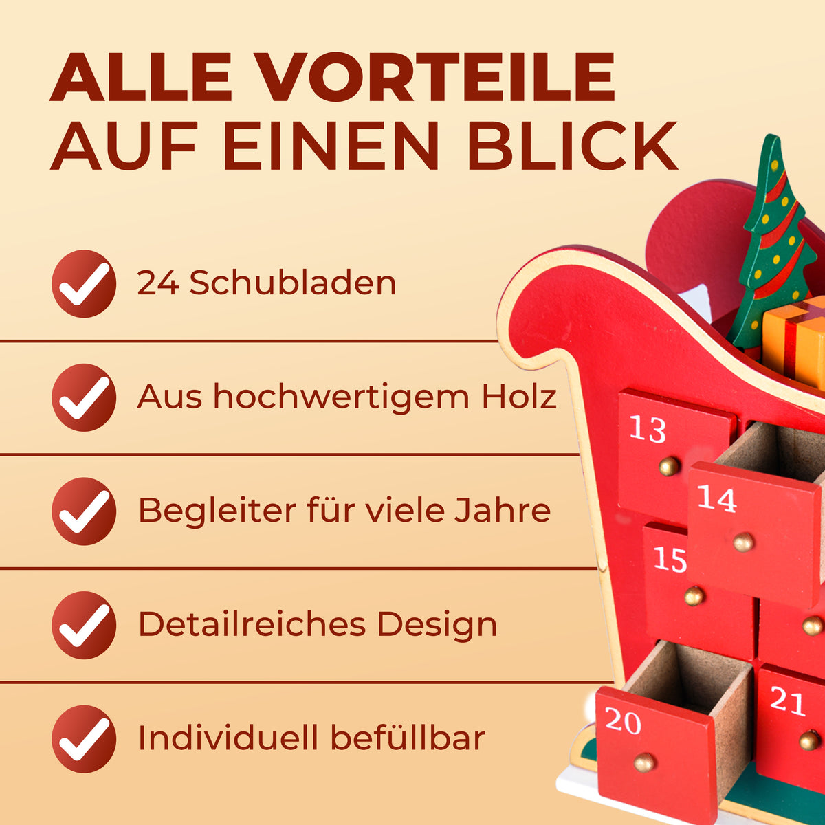 Calendario dell'avvento da riempire slitta di babbo natale