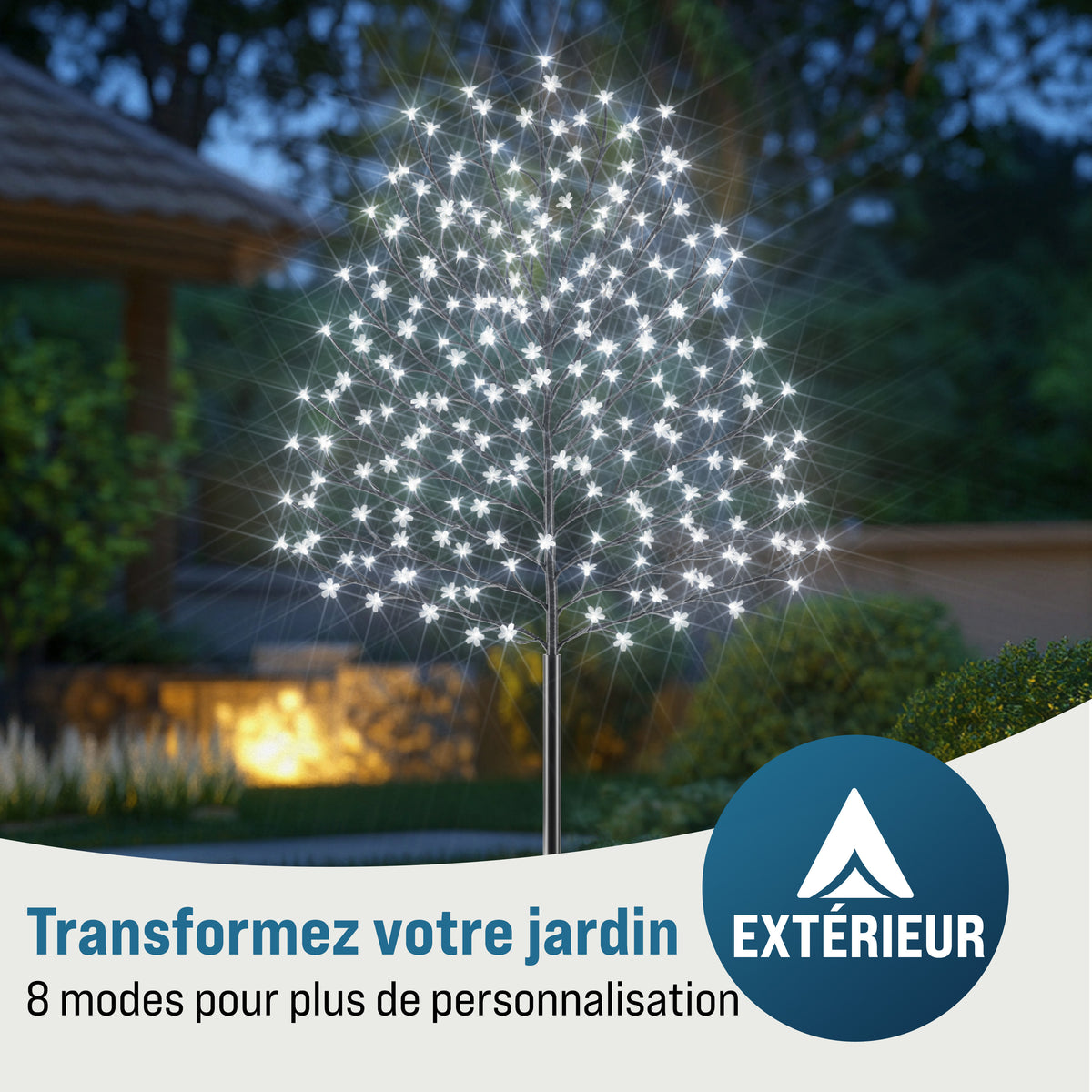 Albero di ciliegio in fiore a 200 LED Set di 2 blu 180cm