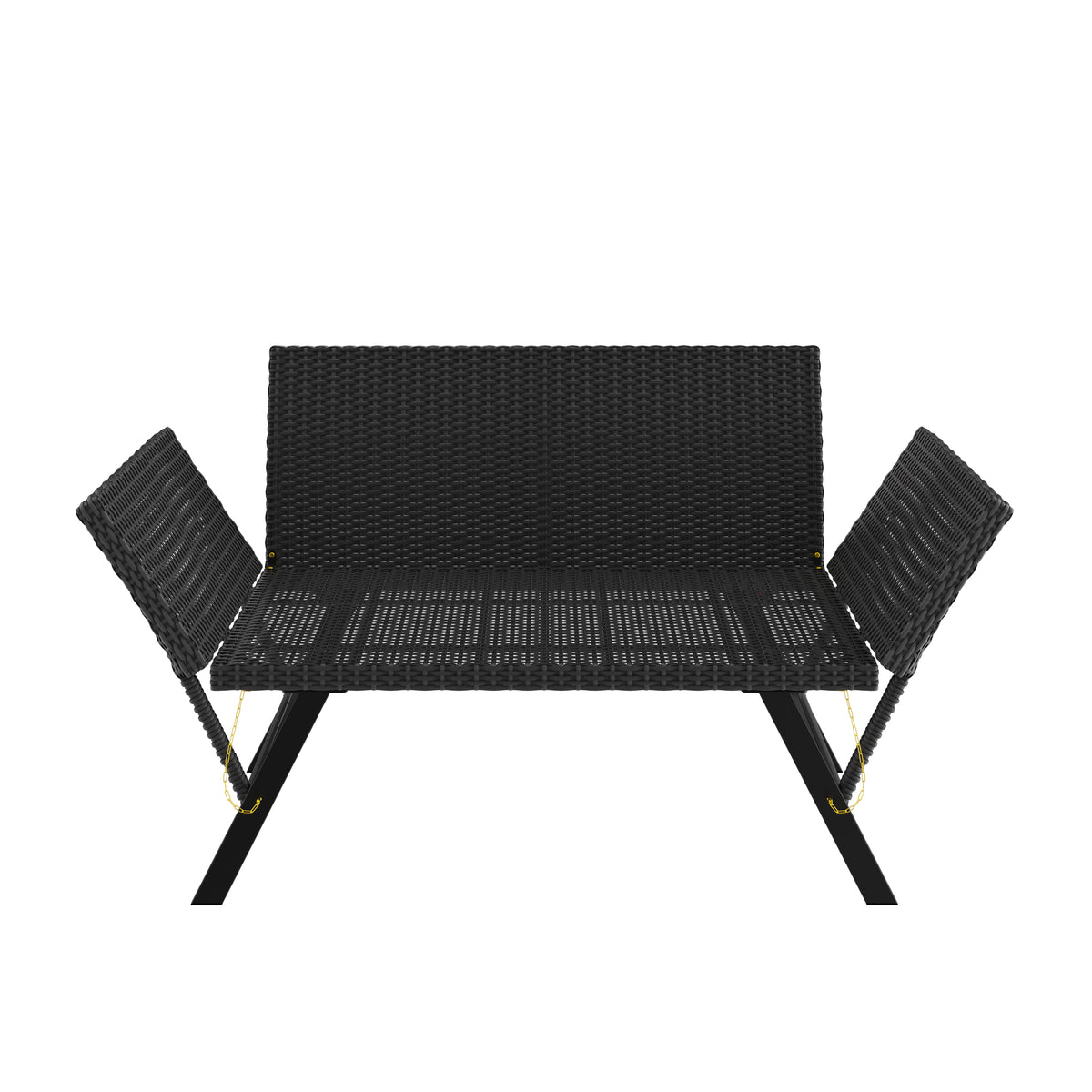 Panca da giardino polyrattan nero/crema 176x56x81cm