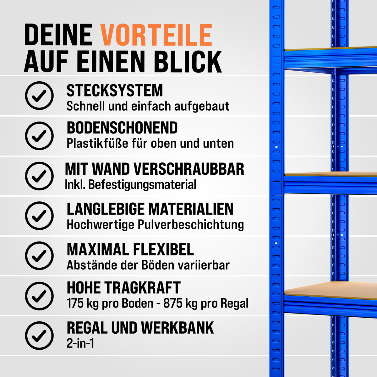 Scaffali per carichi pesanti Set di 2 Blu 180x90x40cm 875kg
