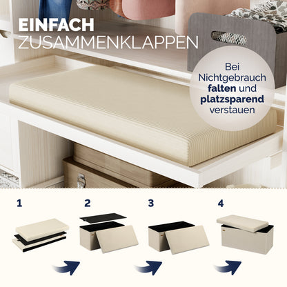 Panchina Beige Corda 76x38x38cm MDF pieghevole