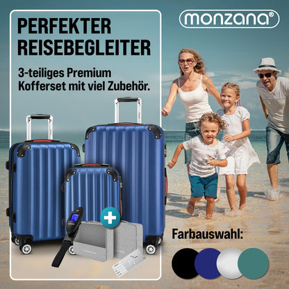 Set di valigie rigide 3 pezzi Baseline, accessori in ABS blu