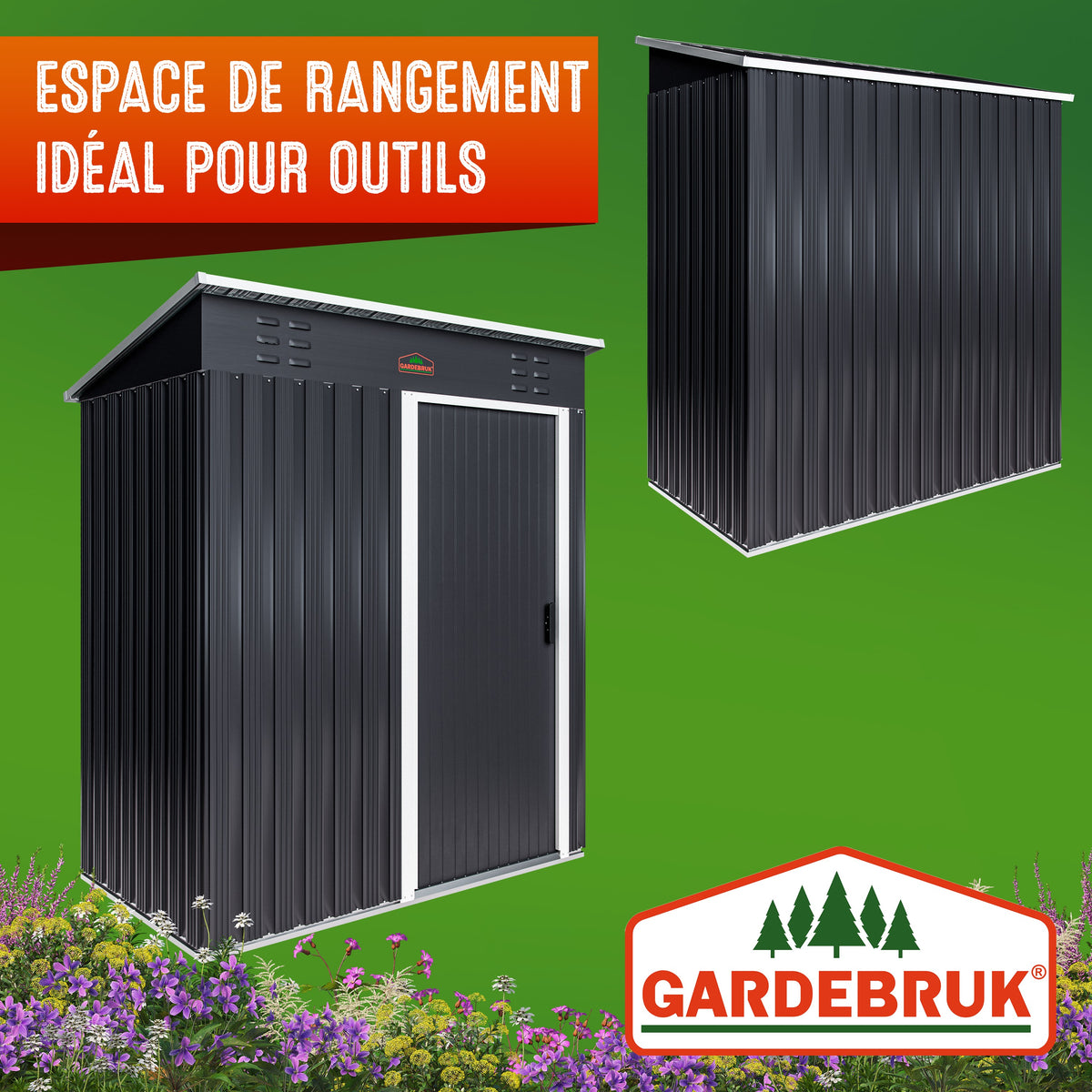 Casetta da giardino metallo antracite 181x162x86cm