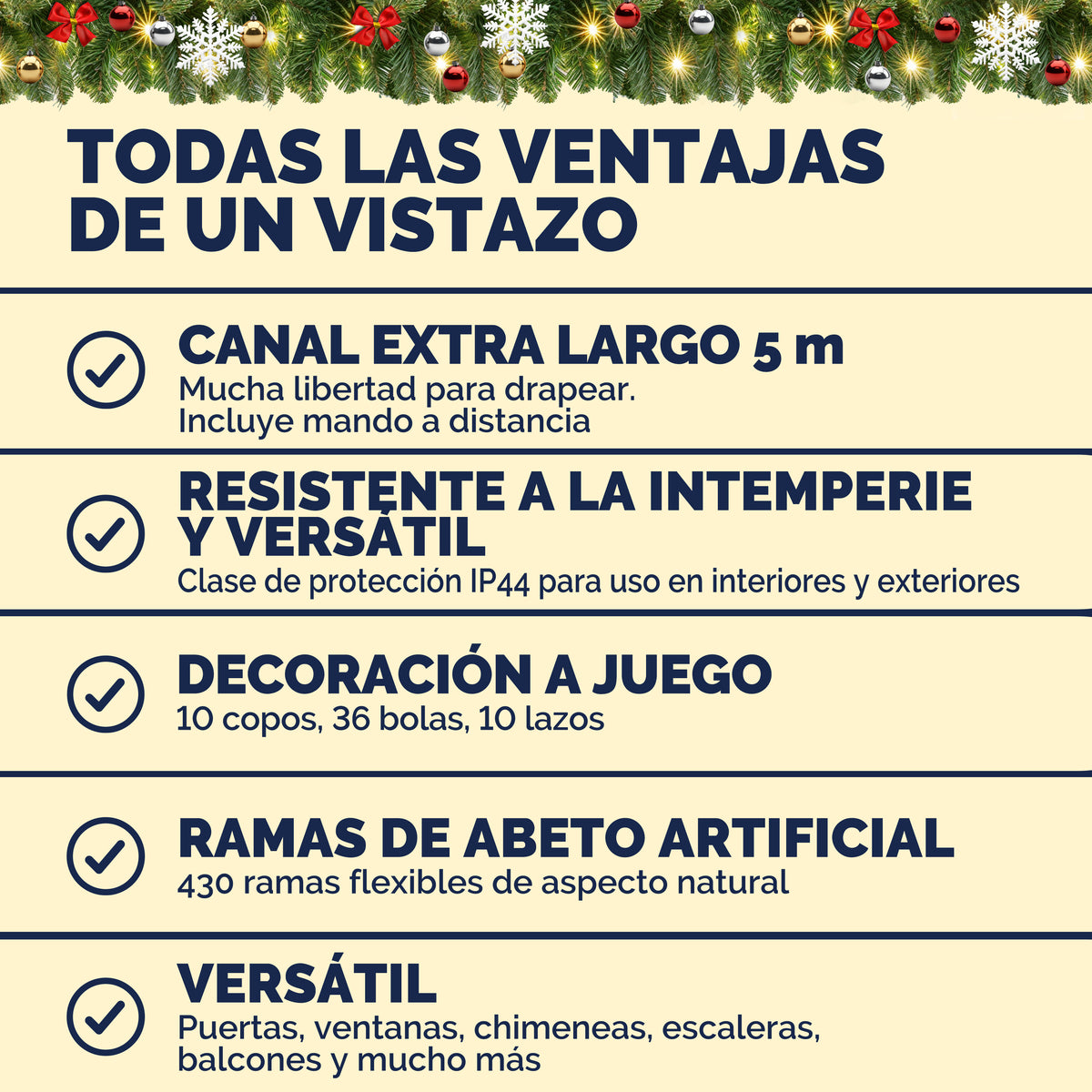 Ghirlanda natalizia 2xSet 5m 80 LED con adobbi e telecomando