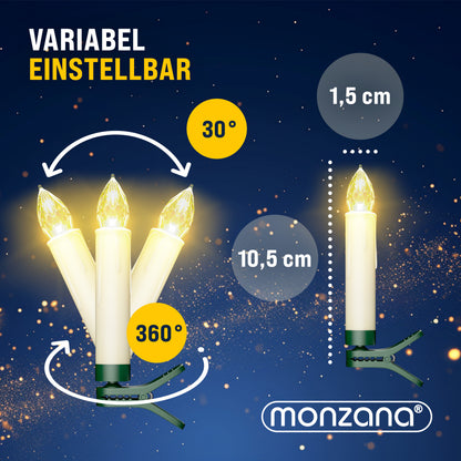Set 40x Candele LED per Albero di Natale bianco caldo con telecomando