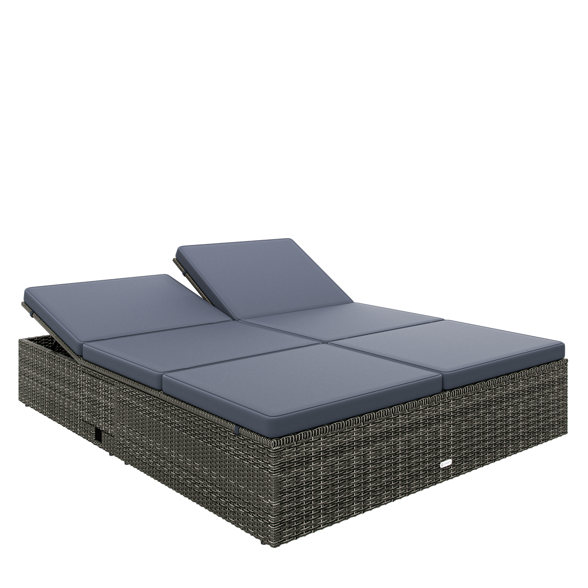 Lettino prendisole in polyrattan grigio/antracite 200x160x33 cm