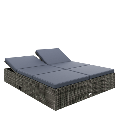 Lettino prendisole in polyrattan grigio/antracite 200x160x33 cm
