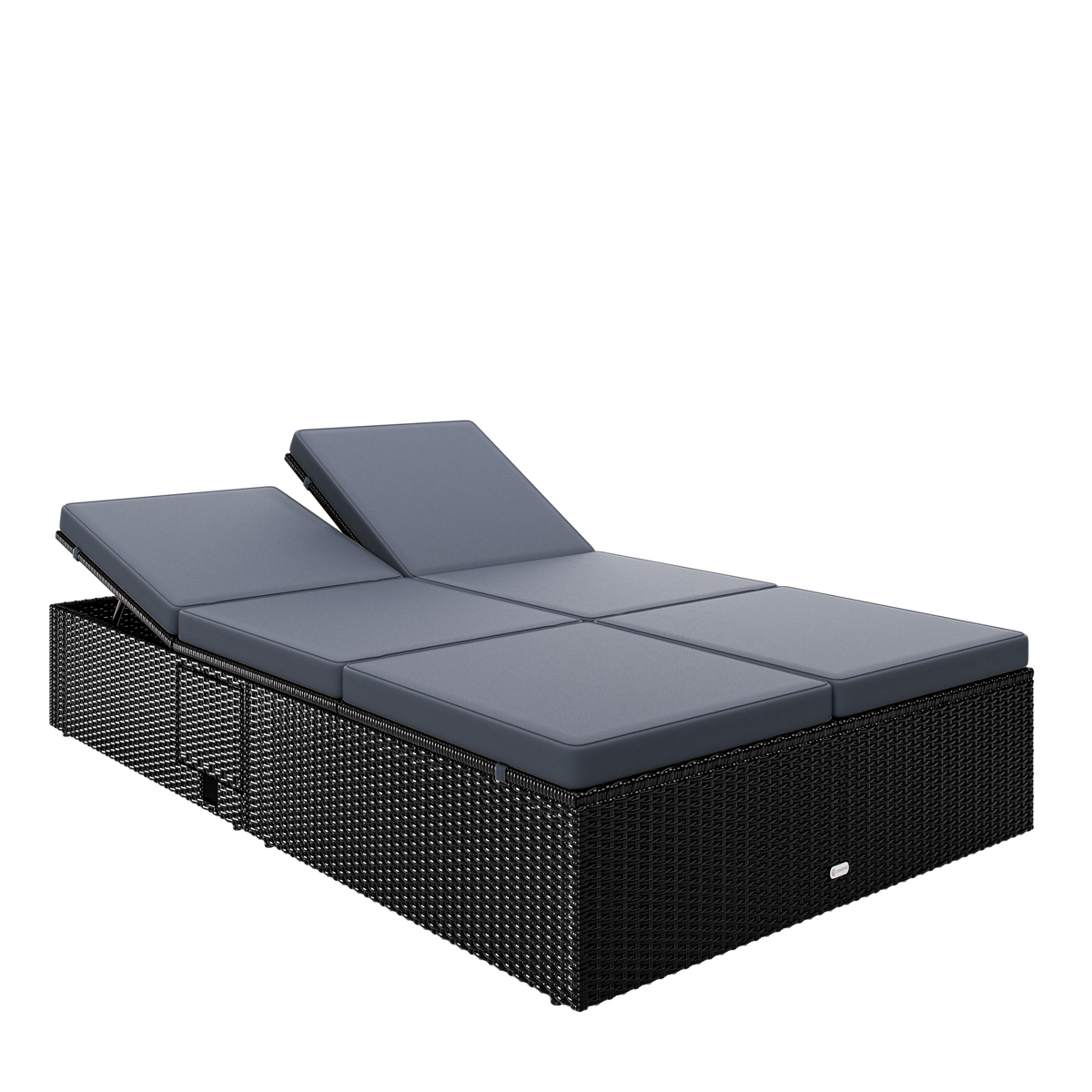 Lettino in polyrattan nero/antracite 200x115x33 cm