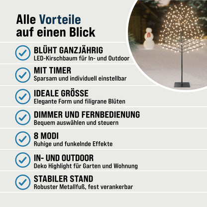 Albero di ciliegio in fiore a LED Set di 2 220cm 220 LEDs