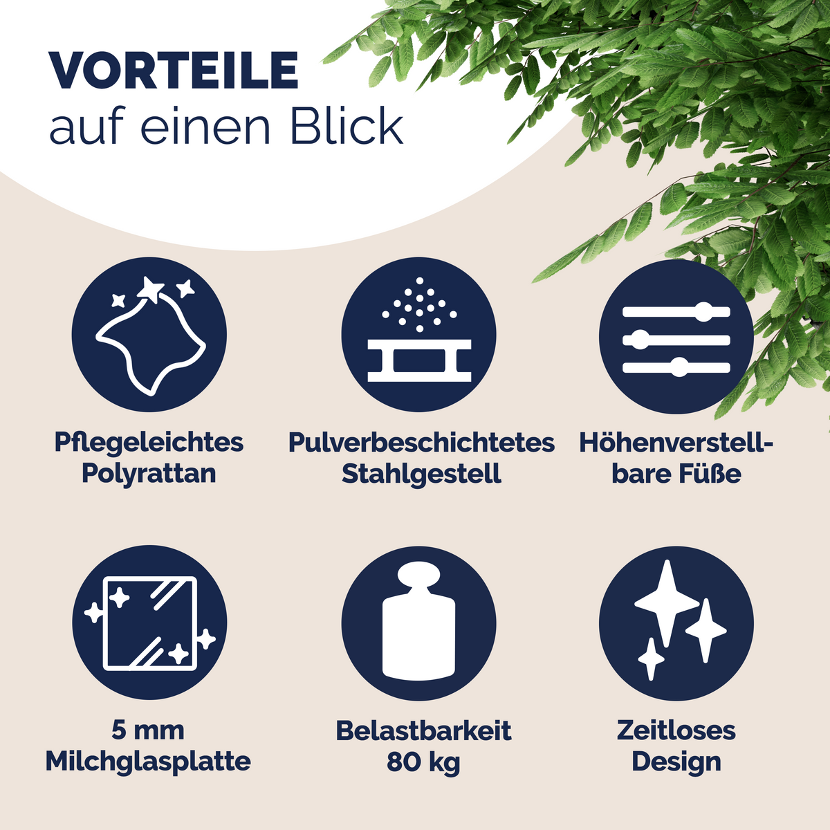 Tavolino da giardino rotondo nero polyrattan Ø60cm